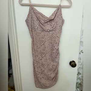 Emerald Sundae Strapless Lace Dress in Blush